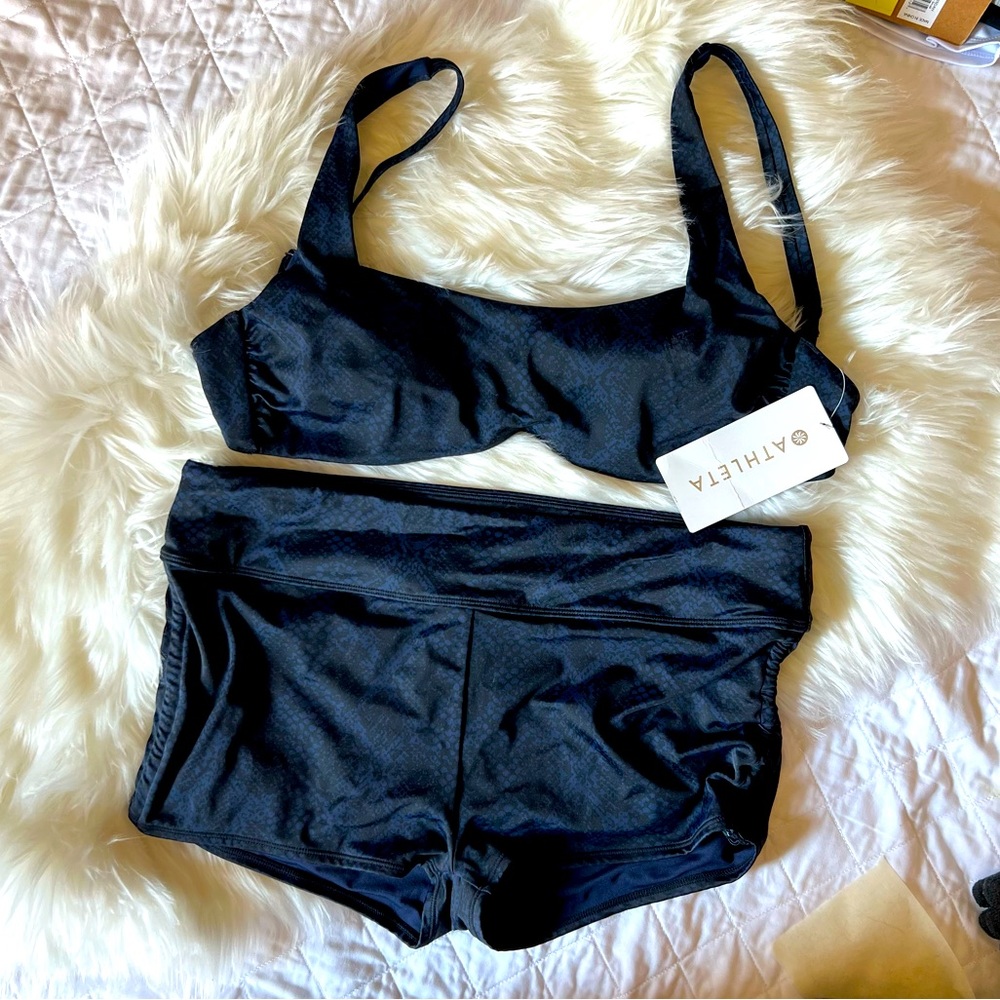 Free 📪! NWT Athleta Navy Bikini Set 34D/DD & Large